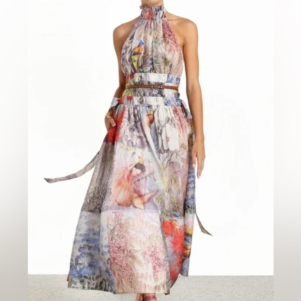 Zimmermann Botanica Patchwork Halter Gown in Book Print - Picture 5 of 12